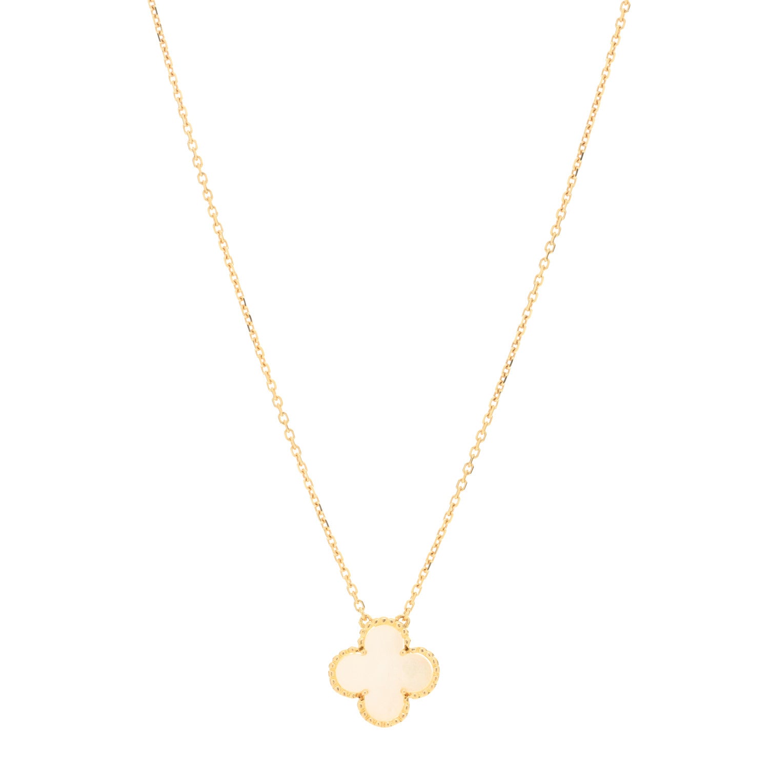 Van Cleef & Arpels 18K Yellow Gold Mother of Pearl Vintage Alhambra Pendant Necklace 1 of 3