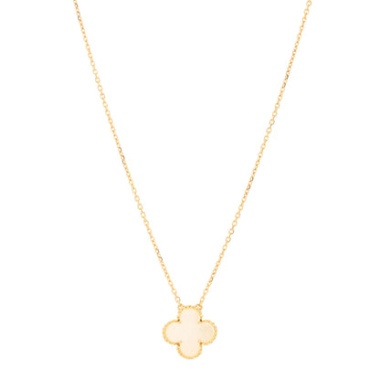 Van Cleef & Arpels 18K Yellow Gold Mother of Pearl Vintage Alhambra Pendant Necklace 1 of 3