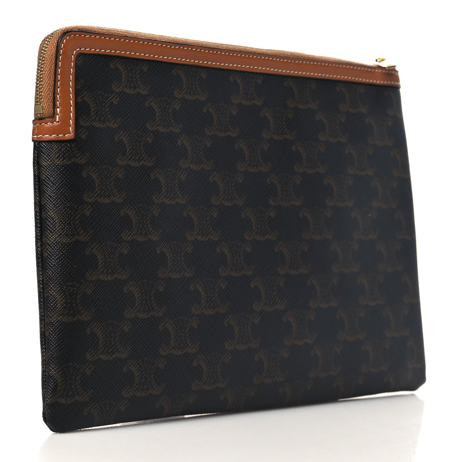 Celine Triomphe Canvas Lambskin Small Pouch Tan 3 of 6