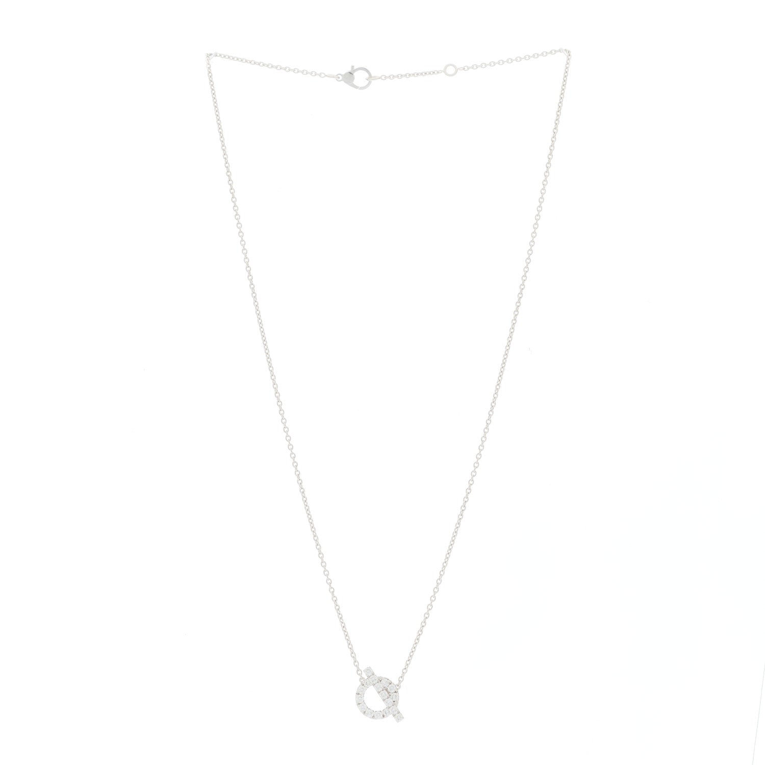 Hermes 18K White Gold Diamond Finesse Pendant Necklace 3 of 5
