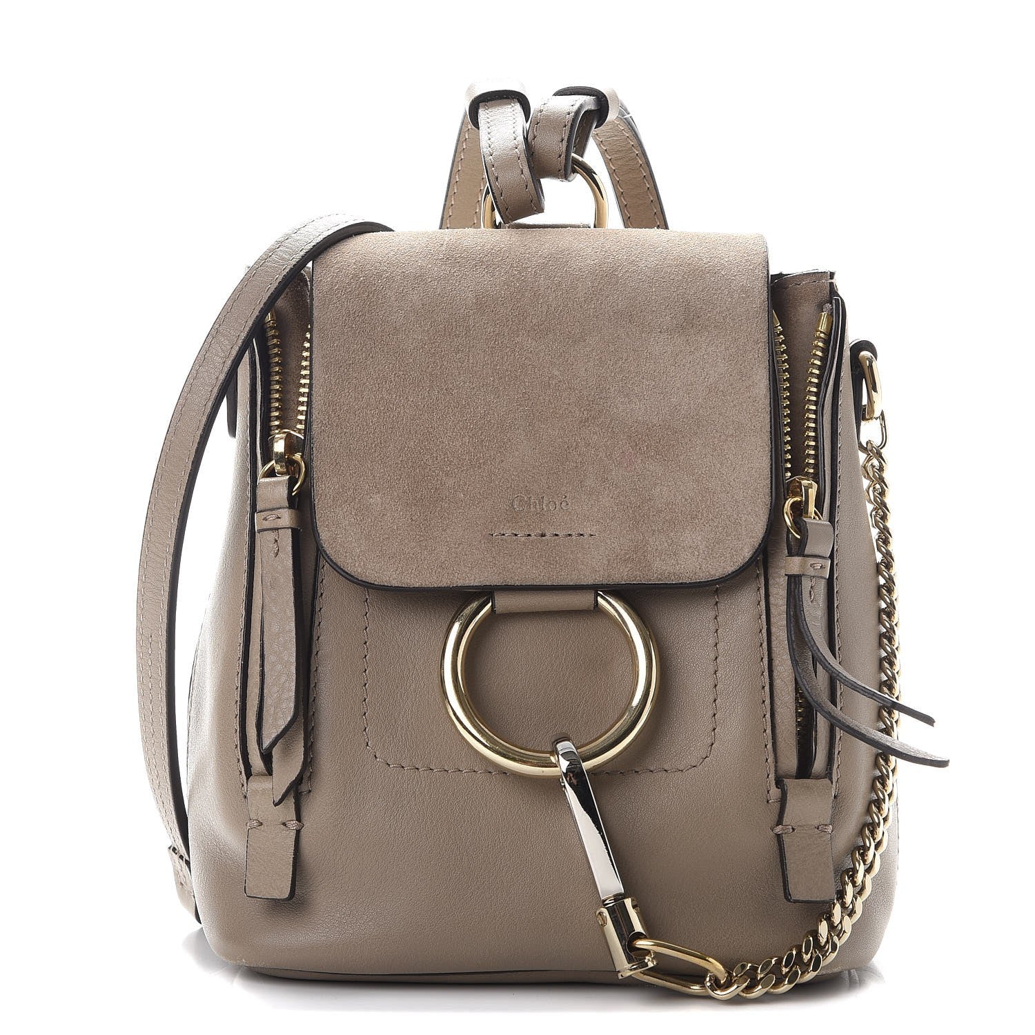 Chloe Suede Calfskin Mini Faye Backpack Motty Grey 1 of 21