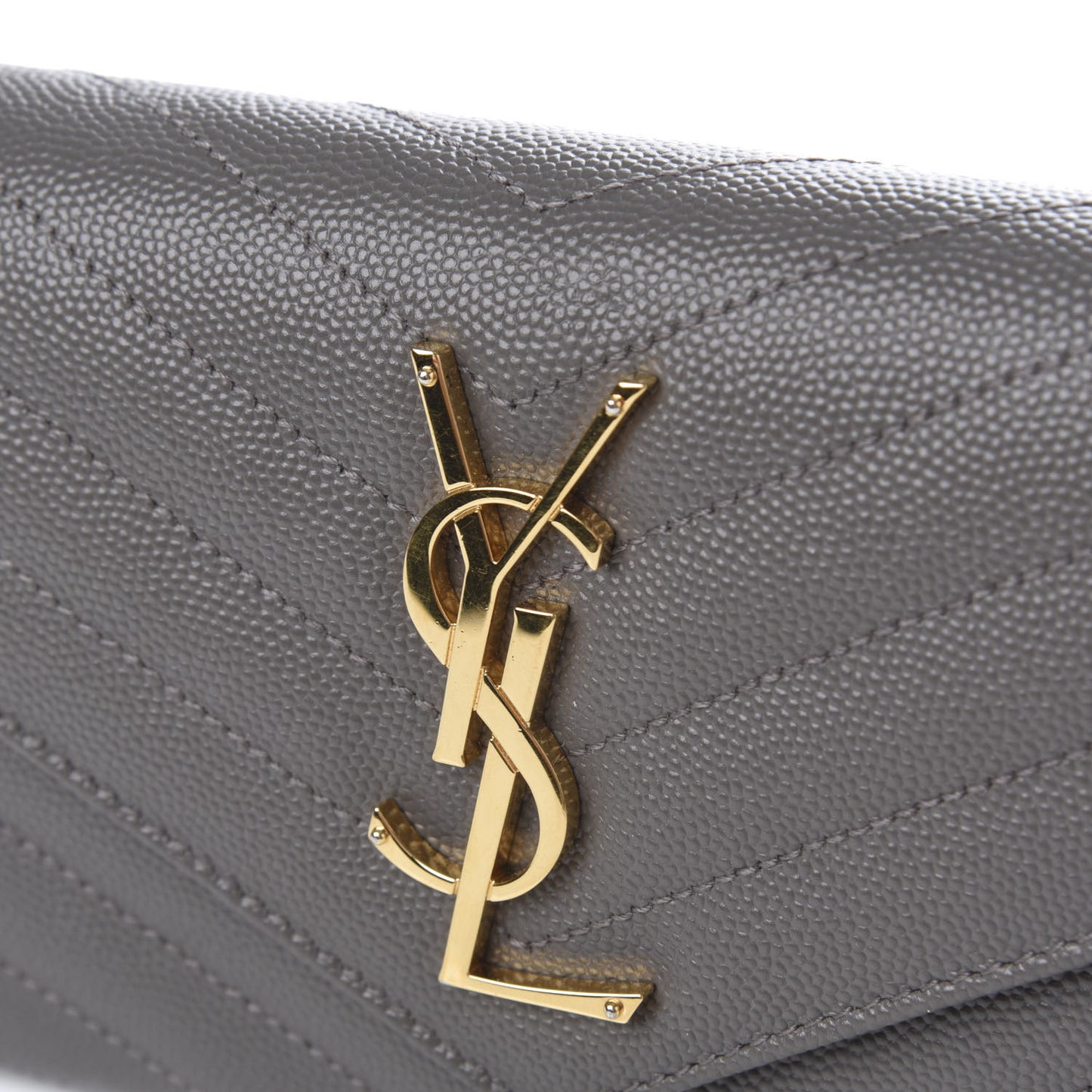 Grain De Poudre Matelasse Chevron Monogram Flap Wallet Fog
