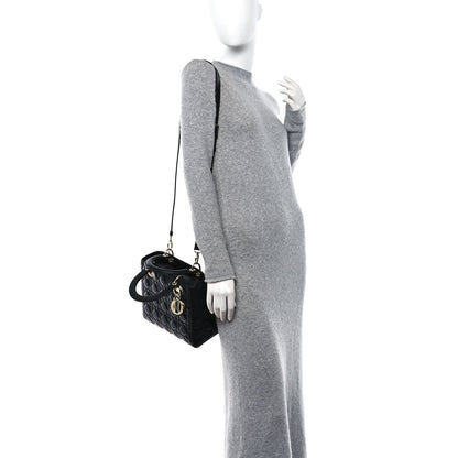 Christian Dior Lambskin Cannage Medium Lady Dior Black 2 of 10