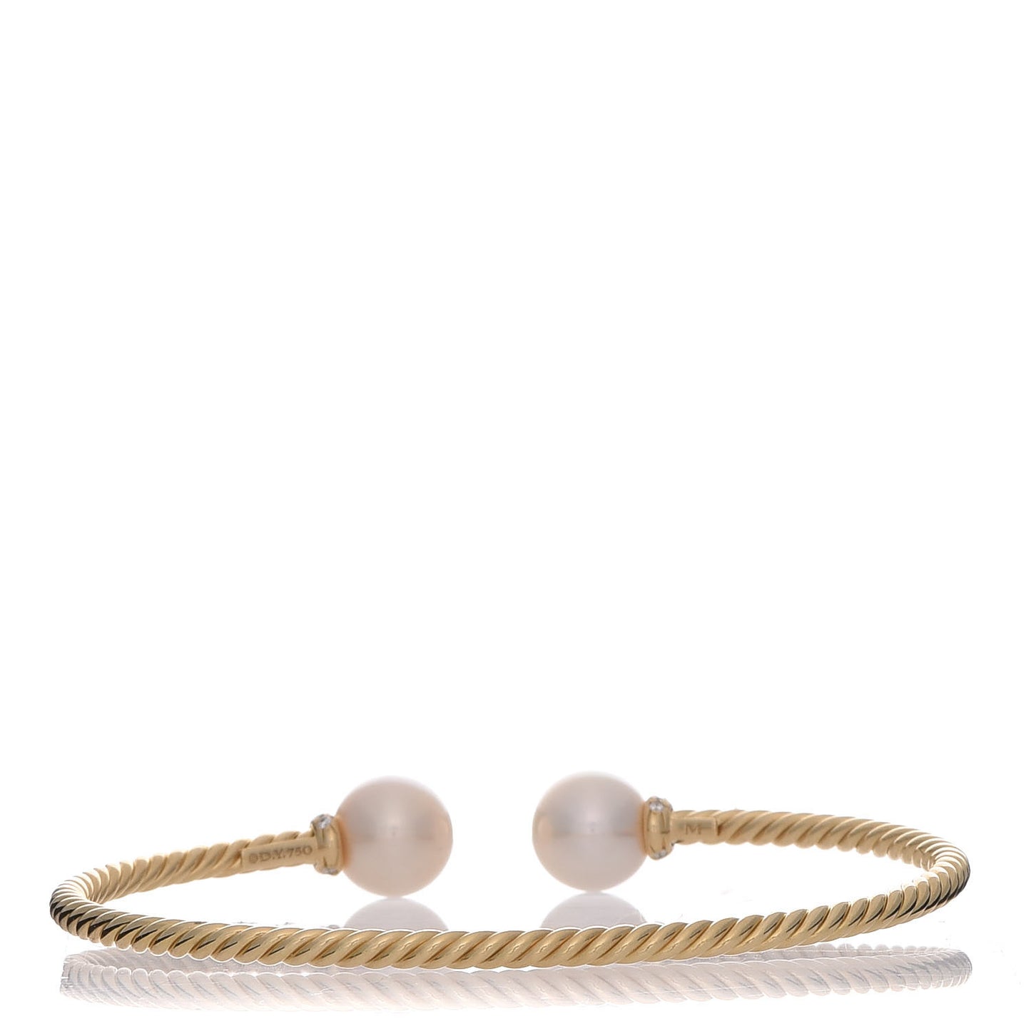 18K Yellow Gold Diamond Pearl 8.5mm Solari Bracelet