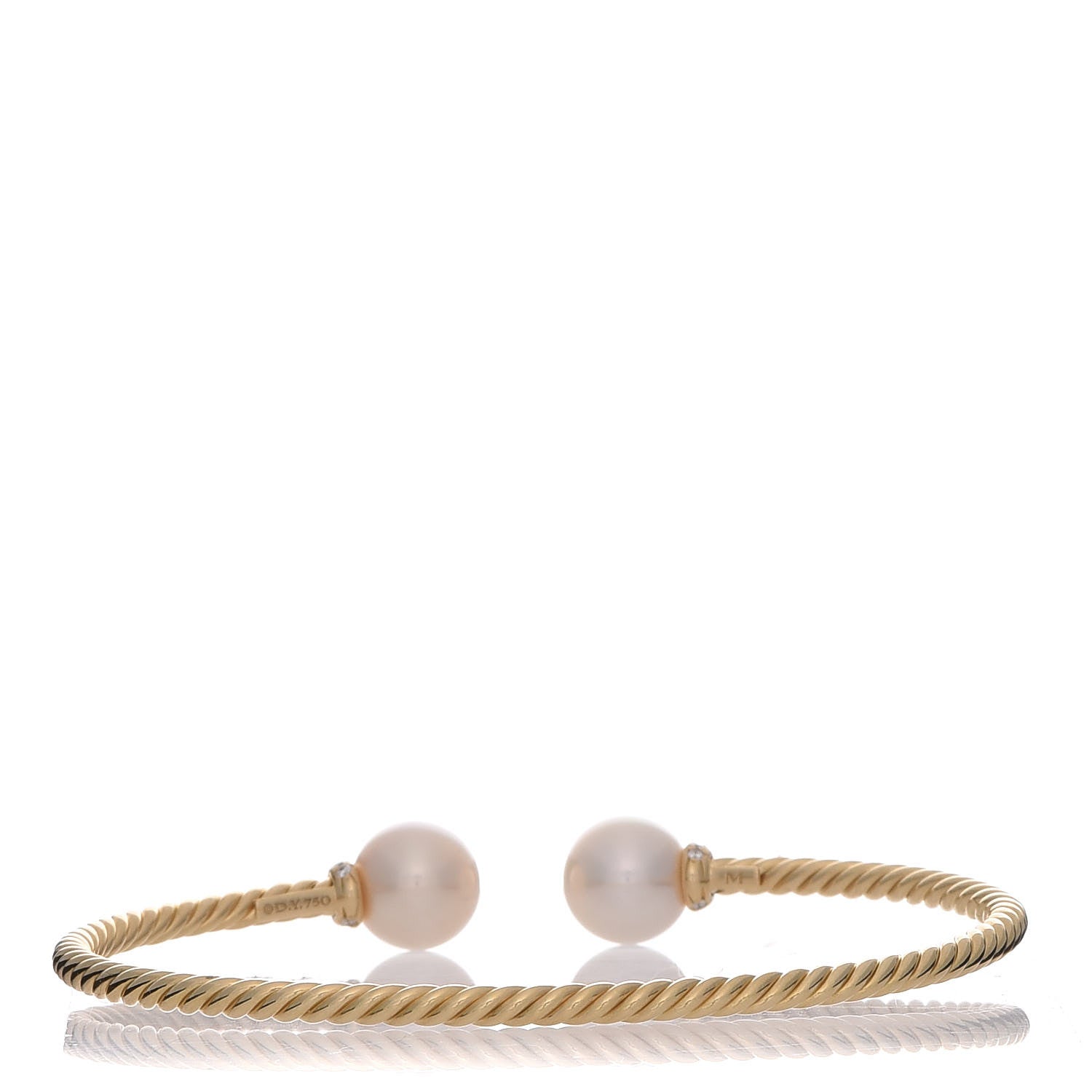 David Yurman 18K Yellow Gold Diamond Pearl 8.5mm Solari Bracelet 3 of 5