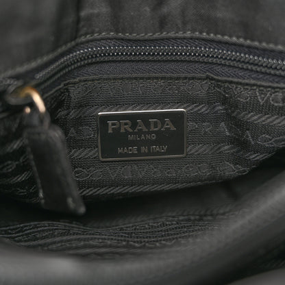 Prada Tessuto Nylon Acciaio Chain Shoulder Bag Black 6 of 15