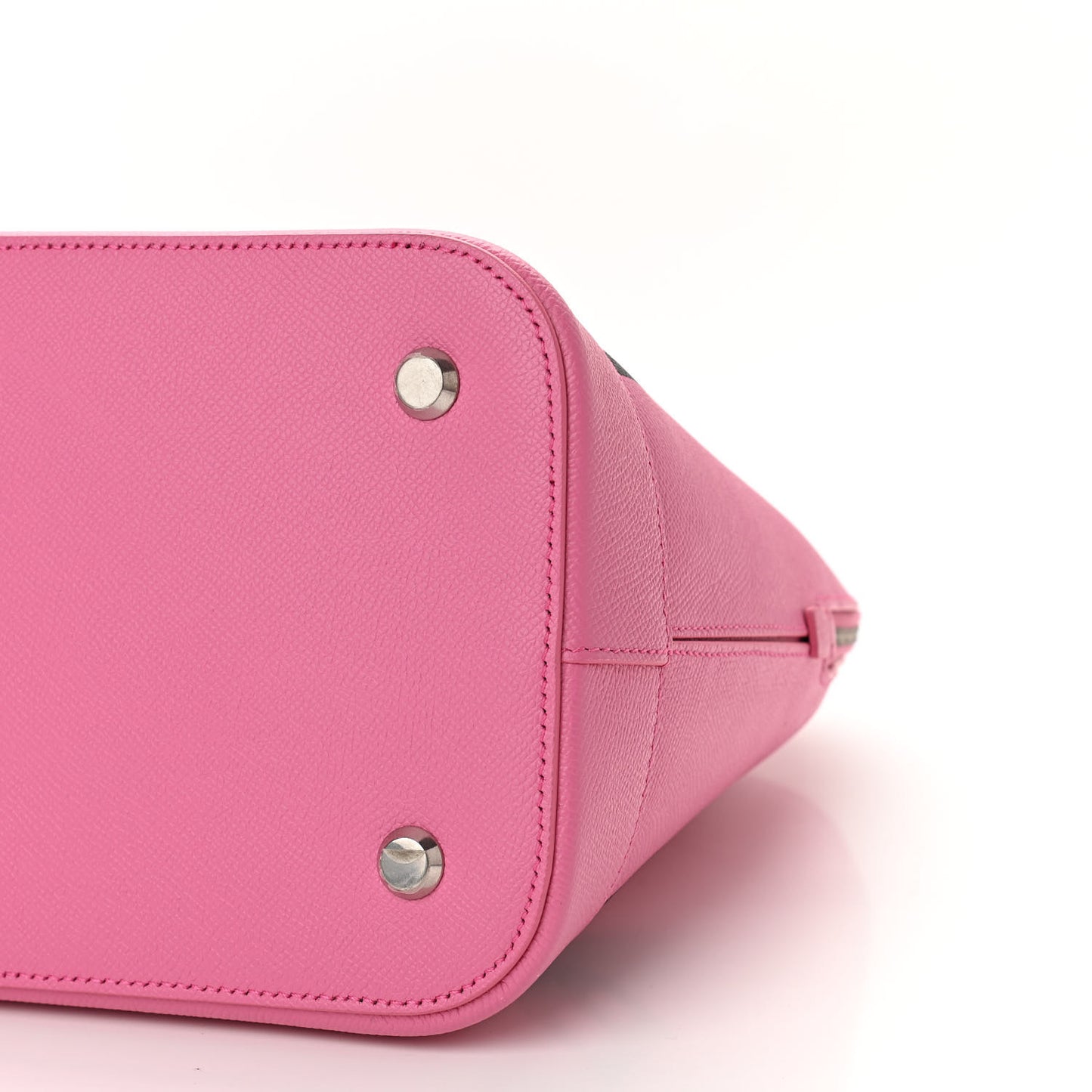 Signature Grained Calfskin Logo M Ville Top Handle Bag Rose Bubblegum Black