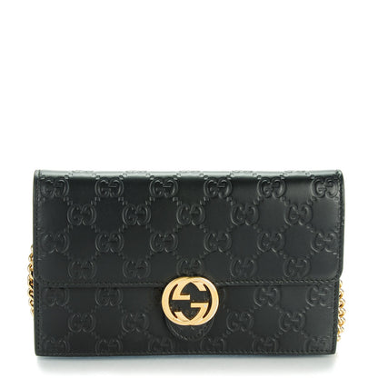 Gucci Guccissima Icon Chain Wallet Black 1 of 7