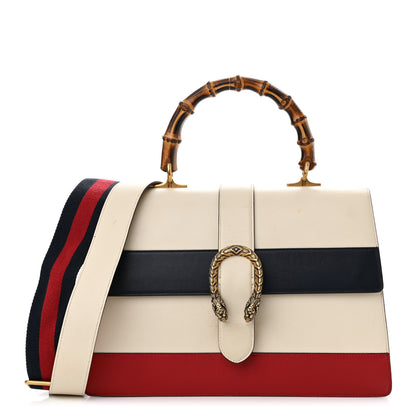 Gucci Calfskin Bamboo Web Large Dionysus Top Handle Bag White Blue Hibiscus Red 1 of 14