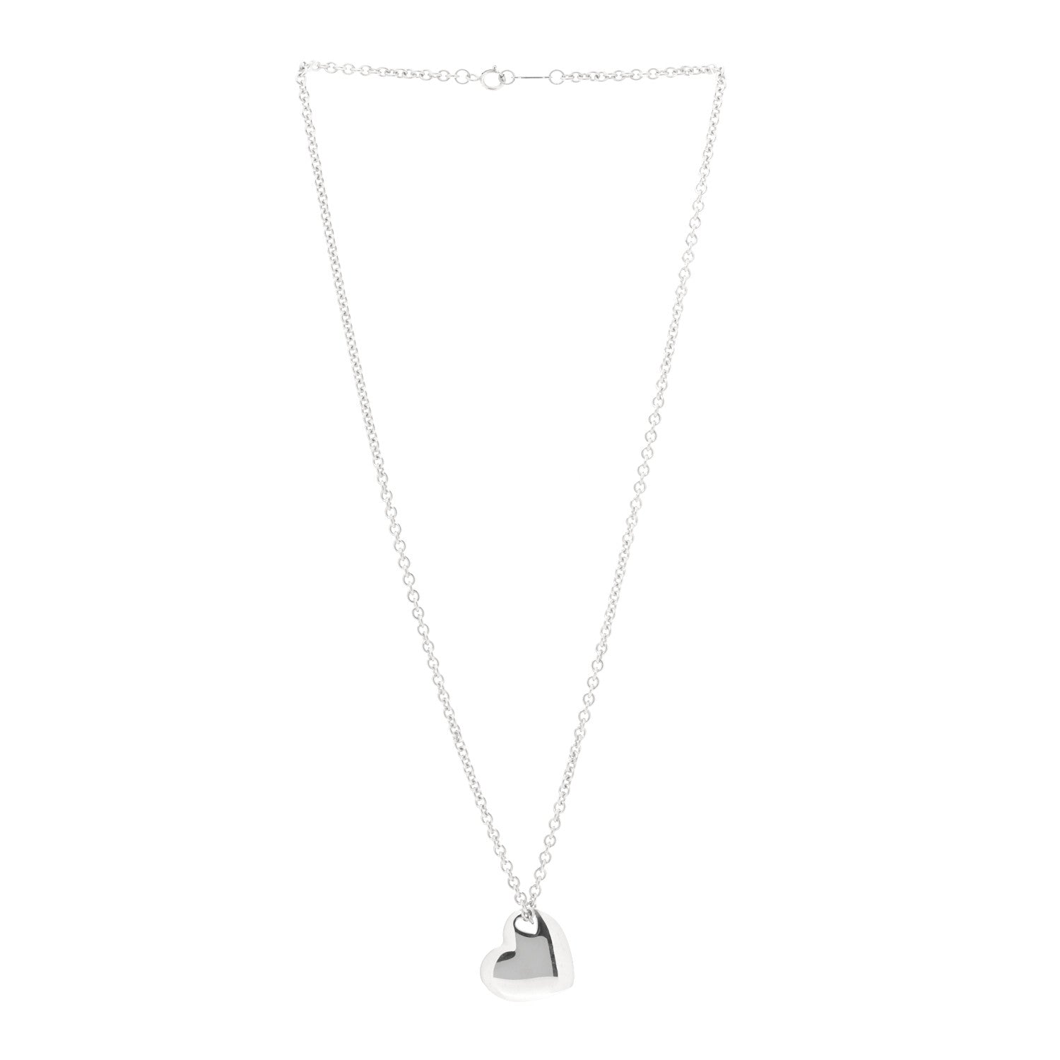 Tiffany Sterling Silver Puffed Heart Pendant Necklace 3 of 6