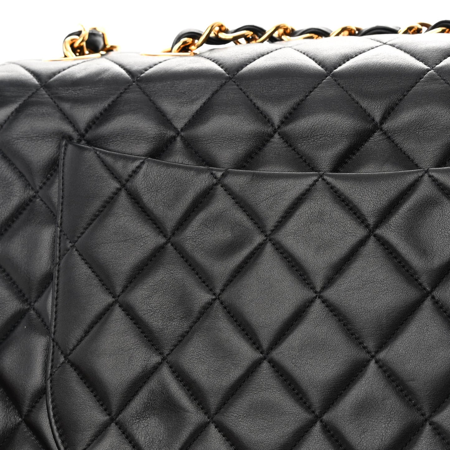 Lambskin Quilted XL Jumbo Single Flap Black
