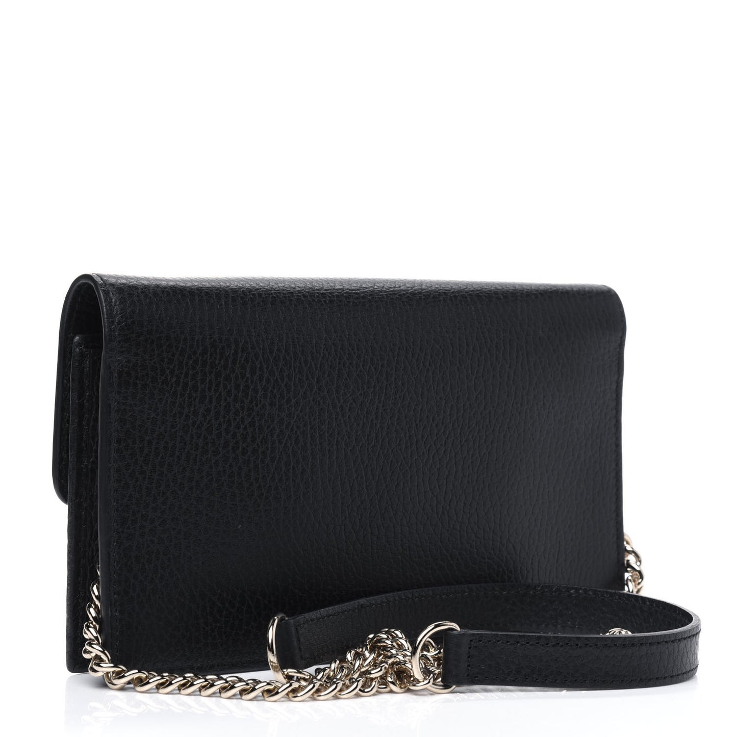 Dollar Calfskin Interlocking G Chain Wallet Black