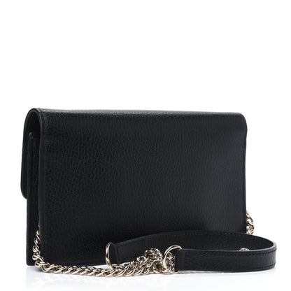 Gucci Dollar Calfskin Interlocking G Chain Wallet Black 2 of 4
