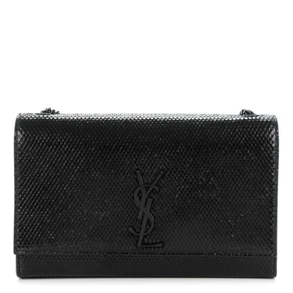 Saint Laurent Calfskin Snakeskin Effect Medium Classic Monogram Kate Satchel Black 1 of 7