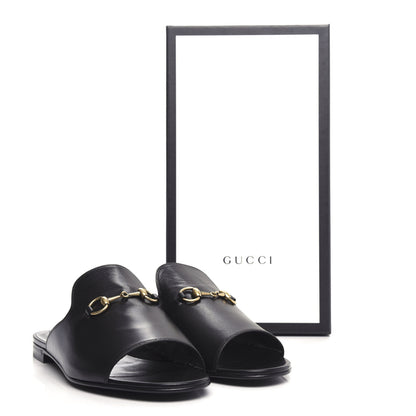 Gucci Malaga Kid Horsebit Slide Sandals 39 Black 11 of 11