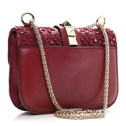 Valentino Garavani Vitello Embellished Small Glam Lock Rockstud Flap Dark Red 3 of 12