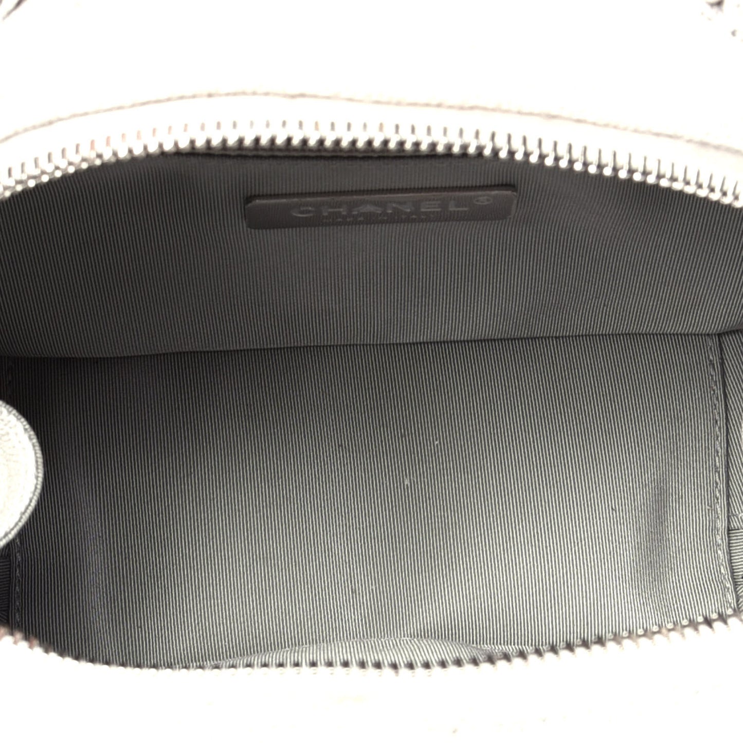Metallic Caviar Small Coco Curve Vanity Bag Silver