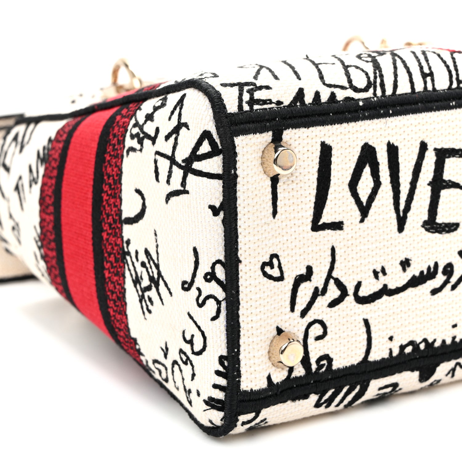Christian Dior Canvas Medium DiorAmour Graffiti Lady D-Lite Latte 8 of 10