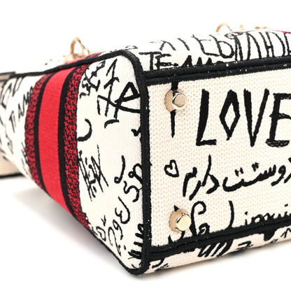 Christian Dior Canvas Medium DiorAmour Graffiti Lady D-Lite Latte 8 of 10