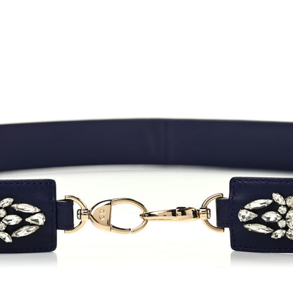 Christian Dior Lambskin Crystal Studded Shoulder Strap Blue 3 of 5
