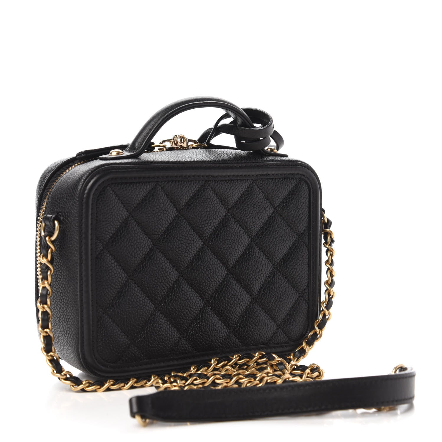 Chanel Caviar Quilted Small CC Filigree Vanity Case Black 3 of 10