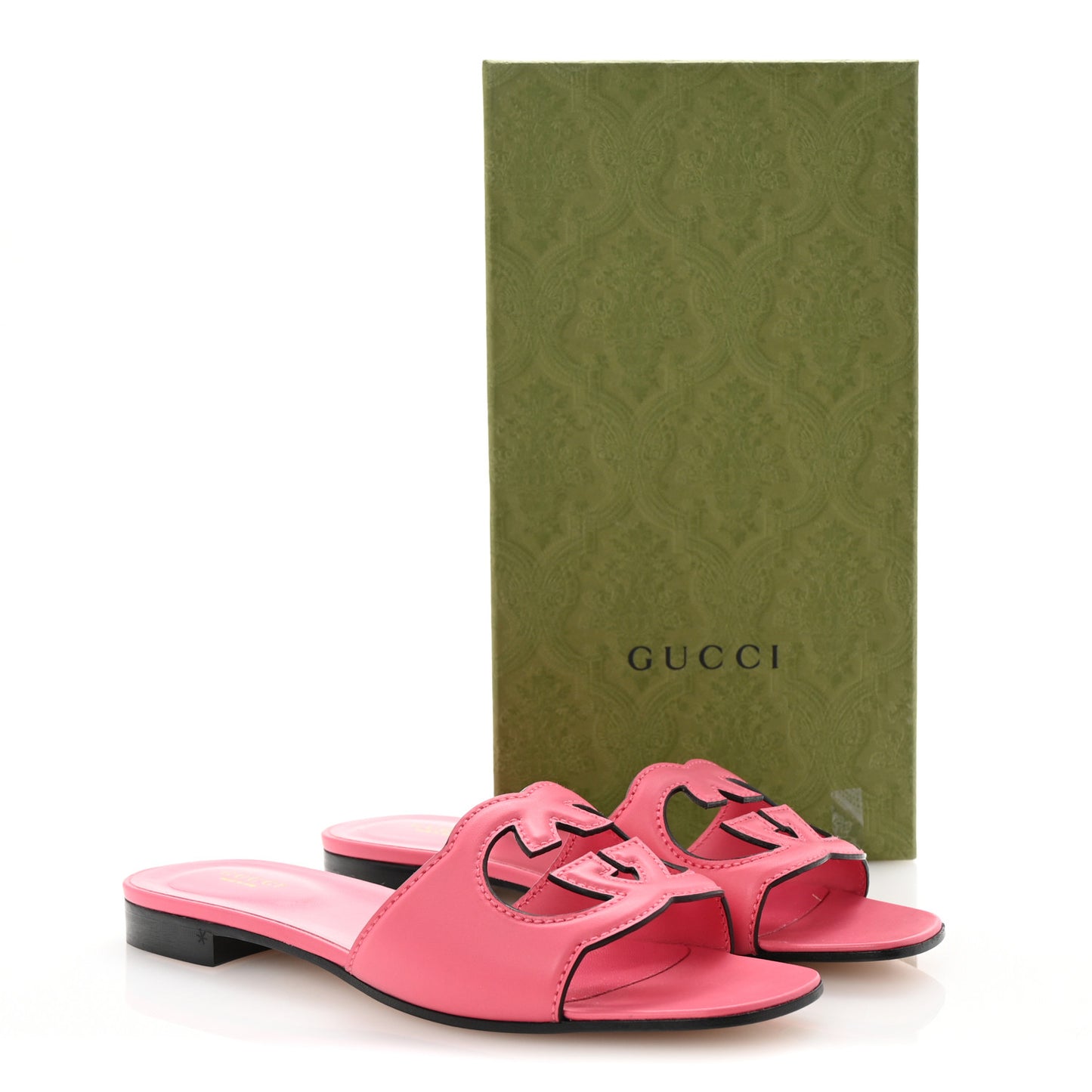 Cosmos Softy Calfskin Interlocking G Cut Out Slide Sandals 40 Rhodamine Pink