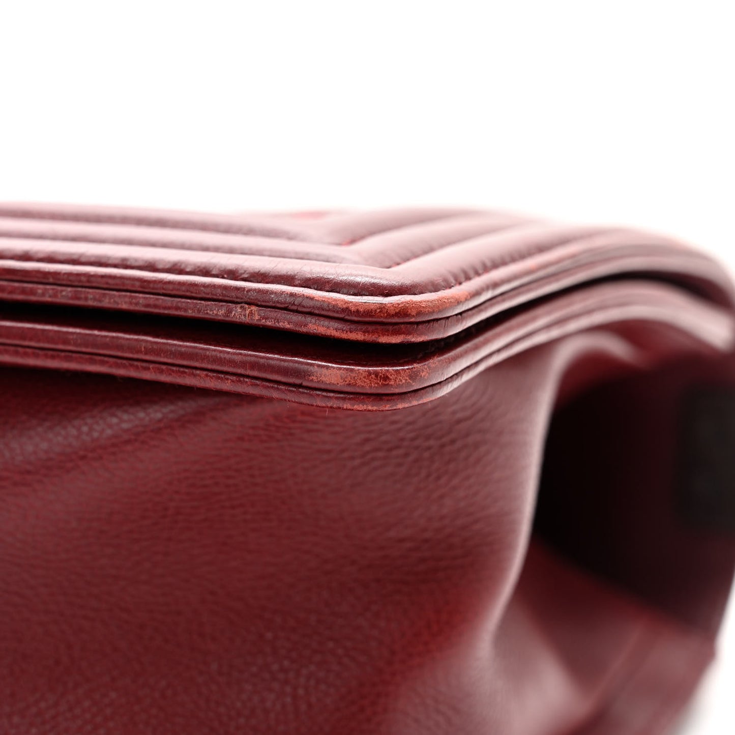Calfskin Double Stitch Medium Boy Flap Burgundy