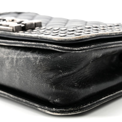 Chanel Faded Calfskin Quilted Small Studded Boy Flap Grey 10 of 12
