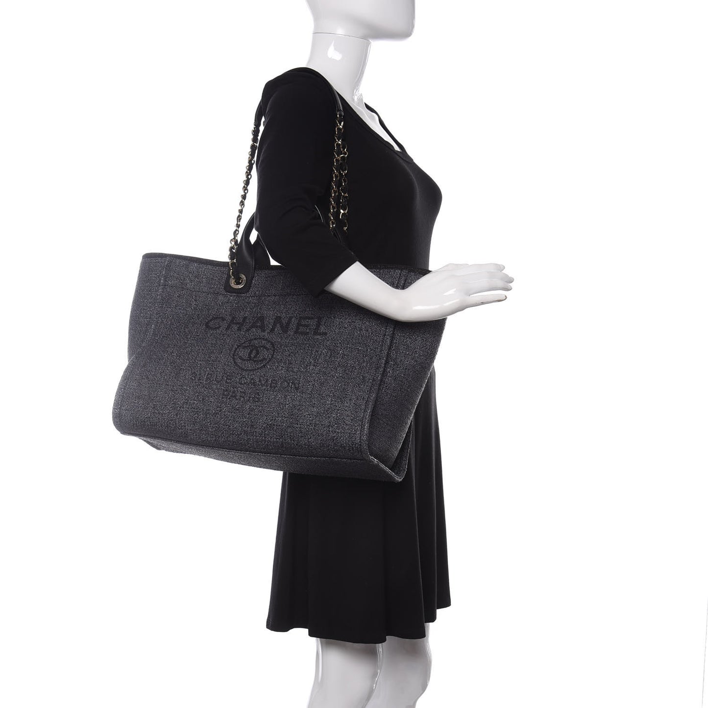 Lurex Boucle Medium Deauville Tote Black