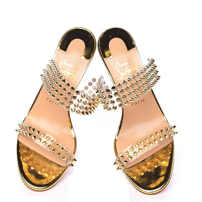 Christian Louboutin Specchio PVC Spikes Only 85 Slide Sandals 39.5 Gold 13 of 14