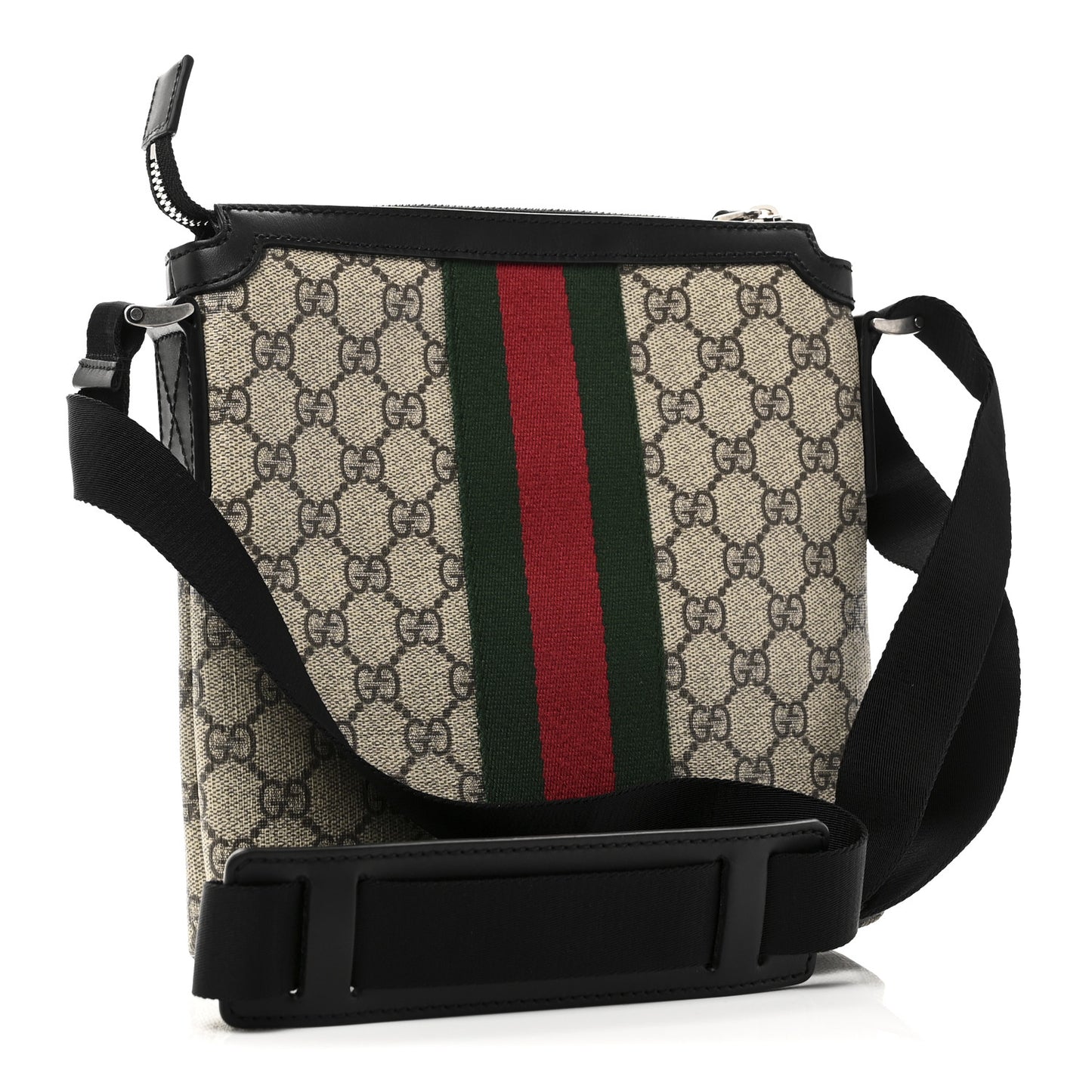 GG Supreme Monogram Web Messenger Bag Black