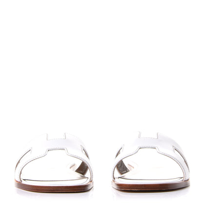 Hermes Box Calfskin Oran Sandals 40.5 White 2 of 11