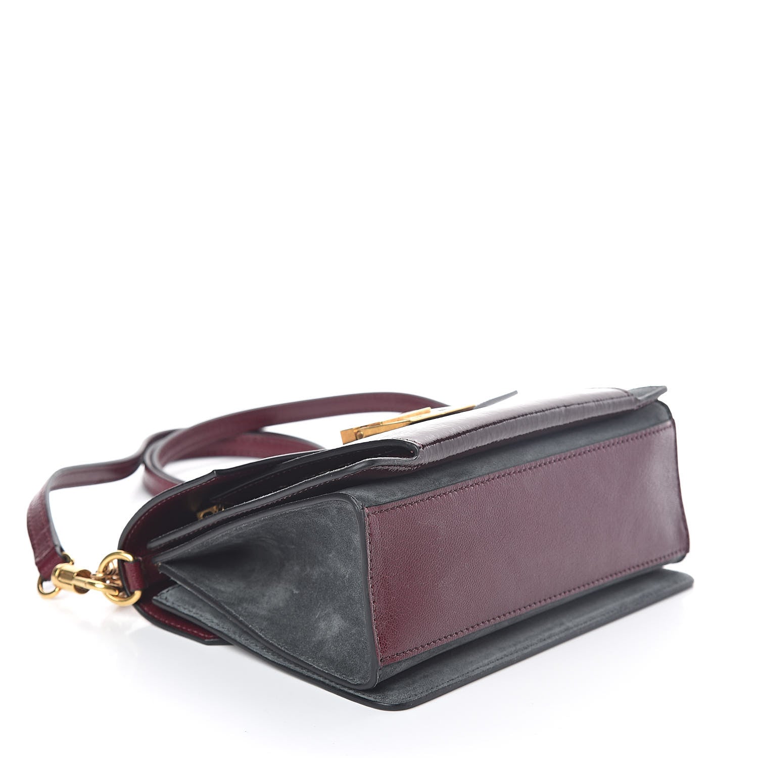 Givenchy Crinkled Patent Deerskin Suede Small GV3 Shoulder Bag Aubergine Graphite 4 of 8