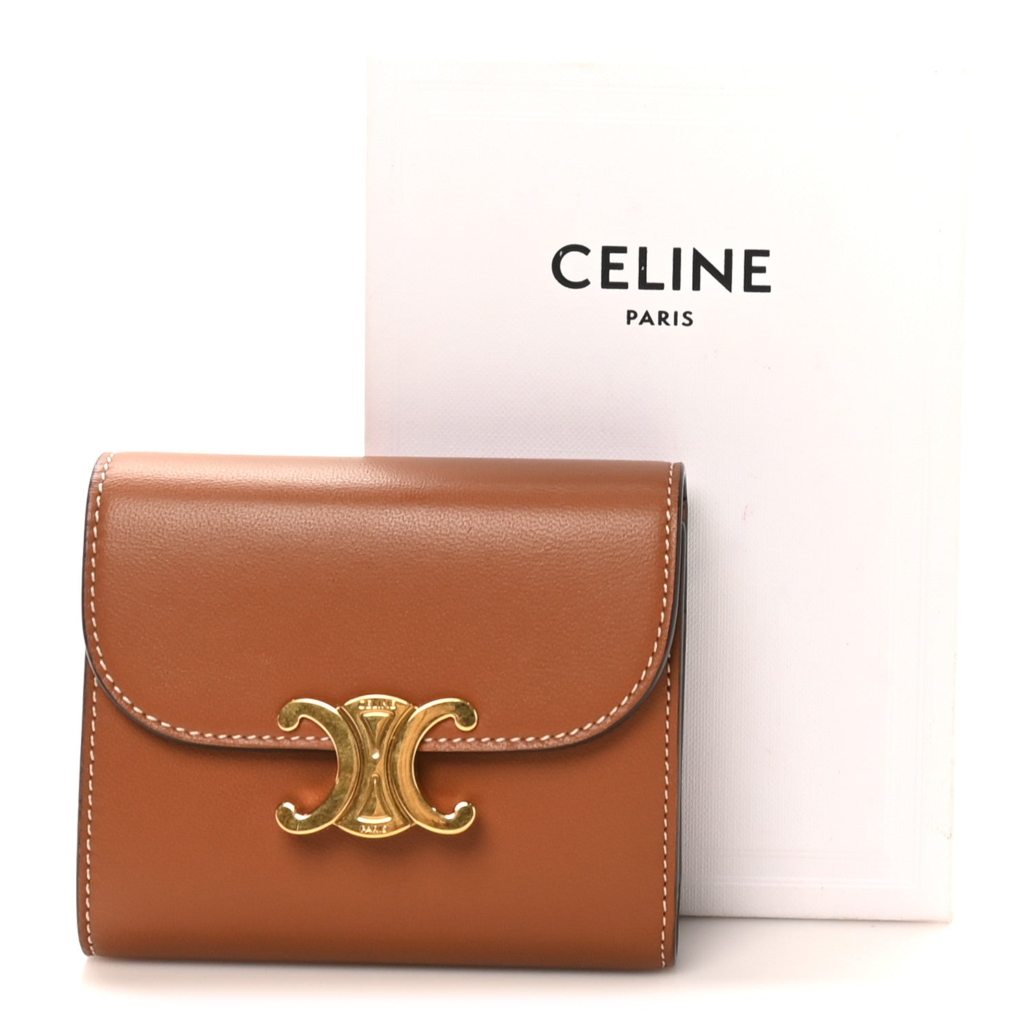 Celine Shiny Smooth Lambskin Small Triomphe Wallet Tan 9 of 9