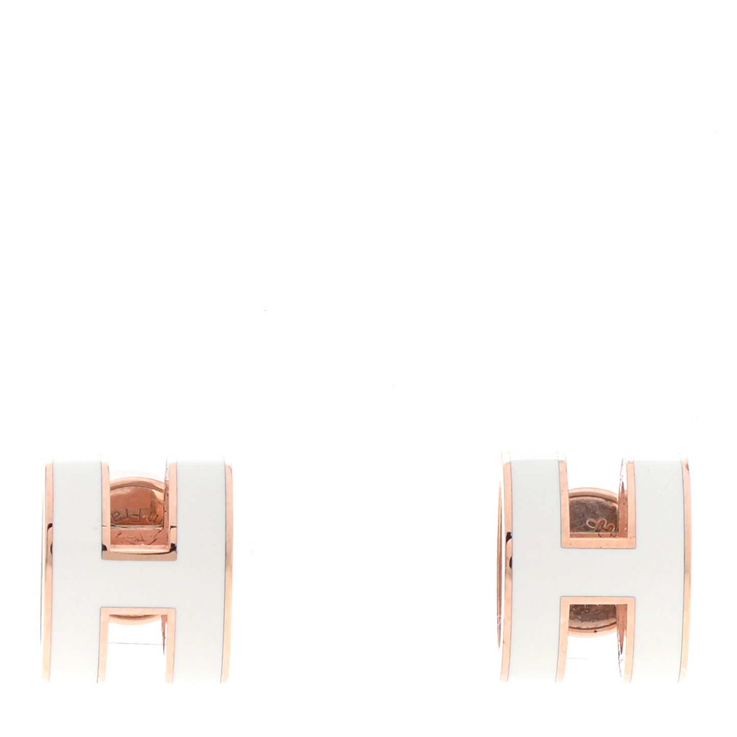 Rose Gold Lacquered Mini Pop H Earrings White
