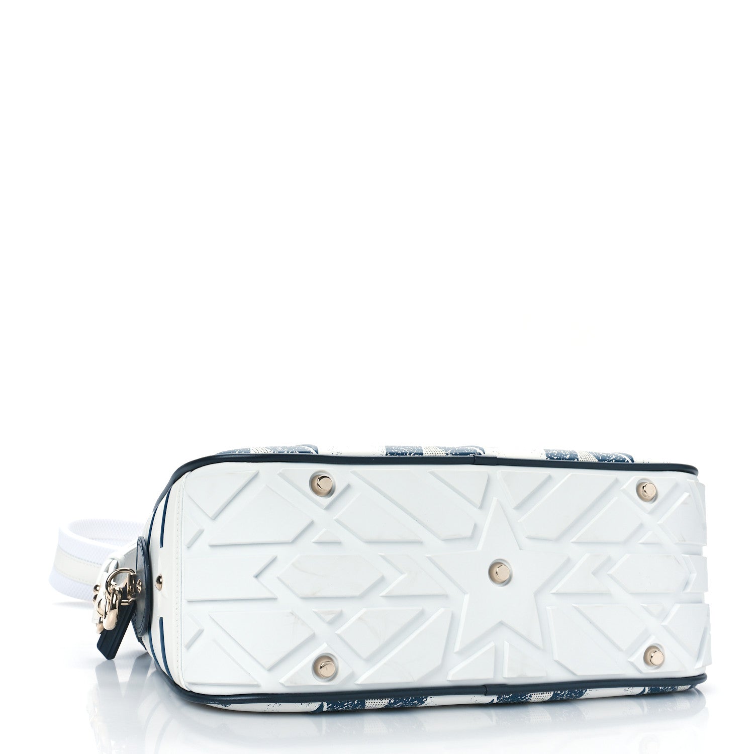 Christian Dior Calfskin Star Medium Dior Vibe Zip Bowling Bag White Blue 4 of 9