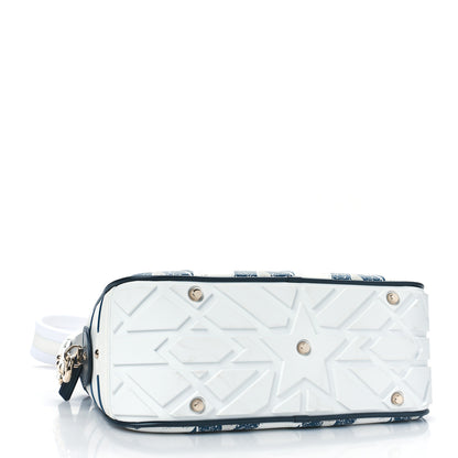 Christian Dior Calfskin Star Medium Dior Vibe Zip Bowling Bag White Blue 4 of 9