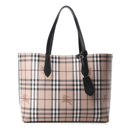 Burberry Grainy Calfskin Haymarket Check Medium Reversible Tote Black 10 of 16
