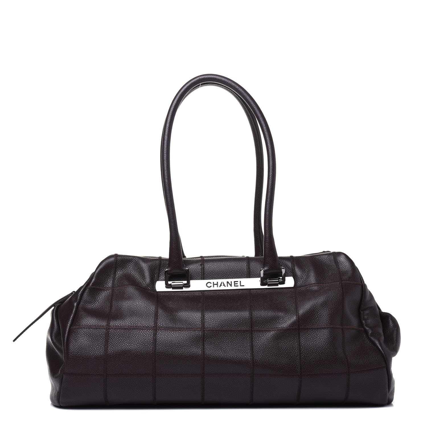 Chanel Caviar Square Stitched Large Satchel Dark Brown 1 of 15