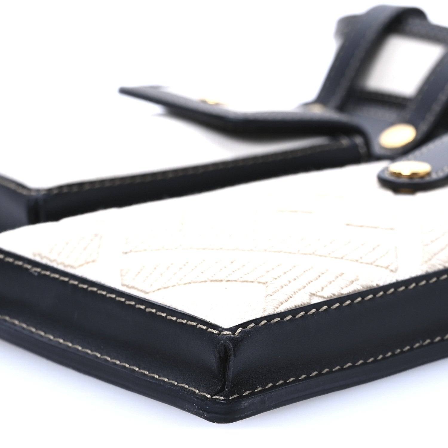 Fendi Calfskin Canvas Multi Accessory Belt Beige Black 9 of 9