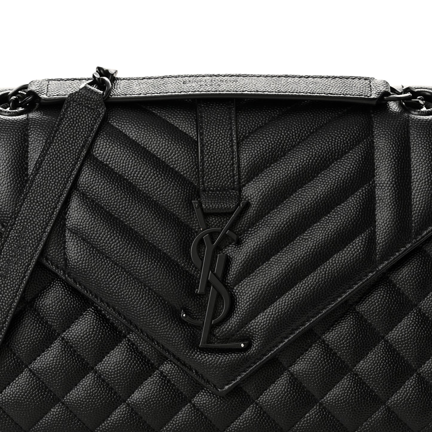 Grain De Poudre Textured Mixed Matelasse Triquilt Medium Monogram Monochrome Satchel Black