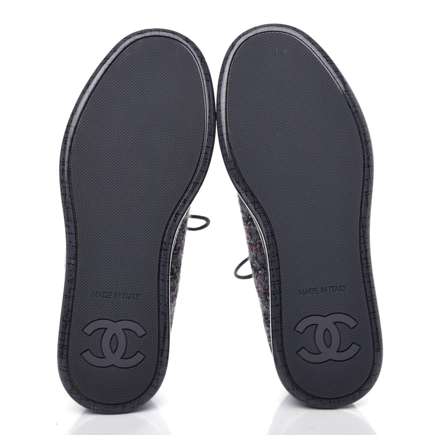 Lambskin Tweed Sneakers 36 Black Grey Red