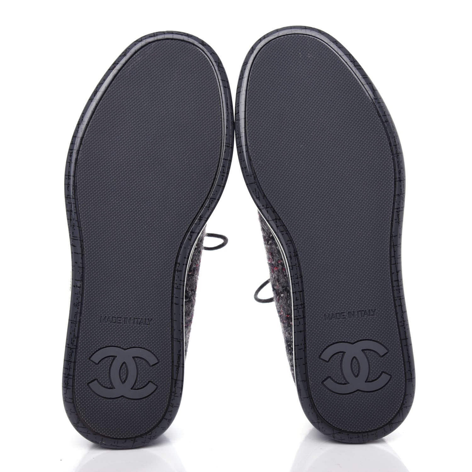 Chanel Lambskin Tweed Sneakers 36 Black Grey Red 6 of 11