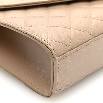 Saint Laurent Grain De Poudre Textured Mixed Matelasse Triquilt Small Monogram Satchel Dark Beige 8 of 9