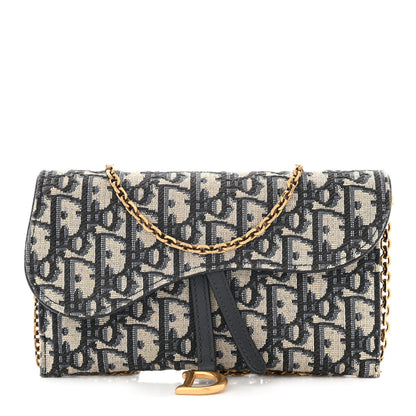 Christian Dior Oblique Saddle Chain Long Wallet Blue 1 of 12