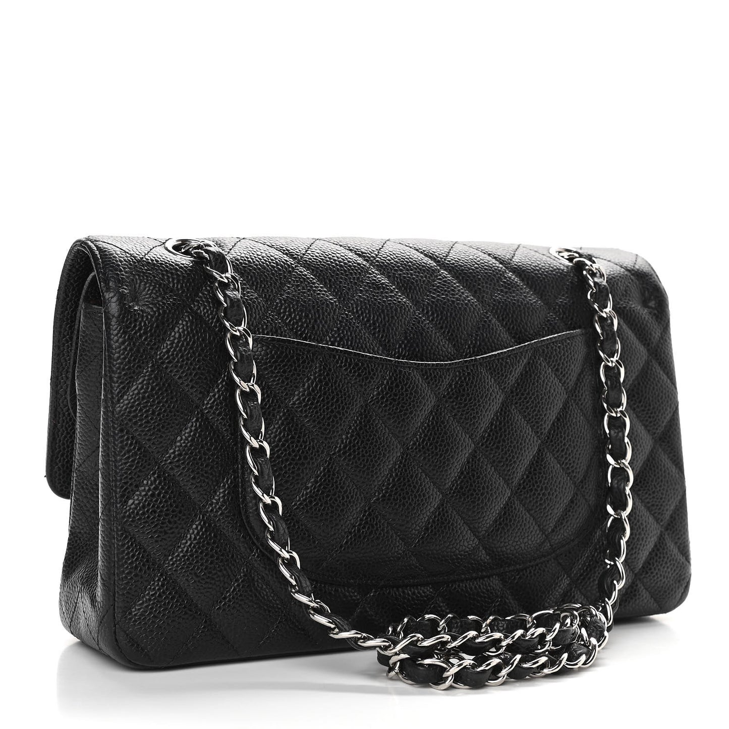 Caviar Quilted Medium Double Flap Black