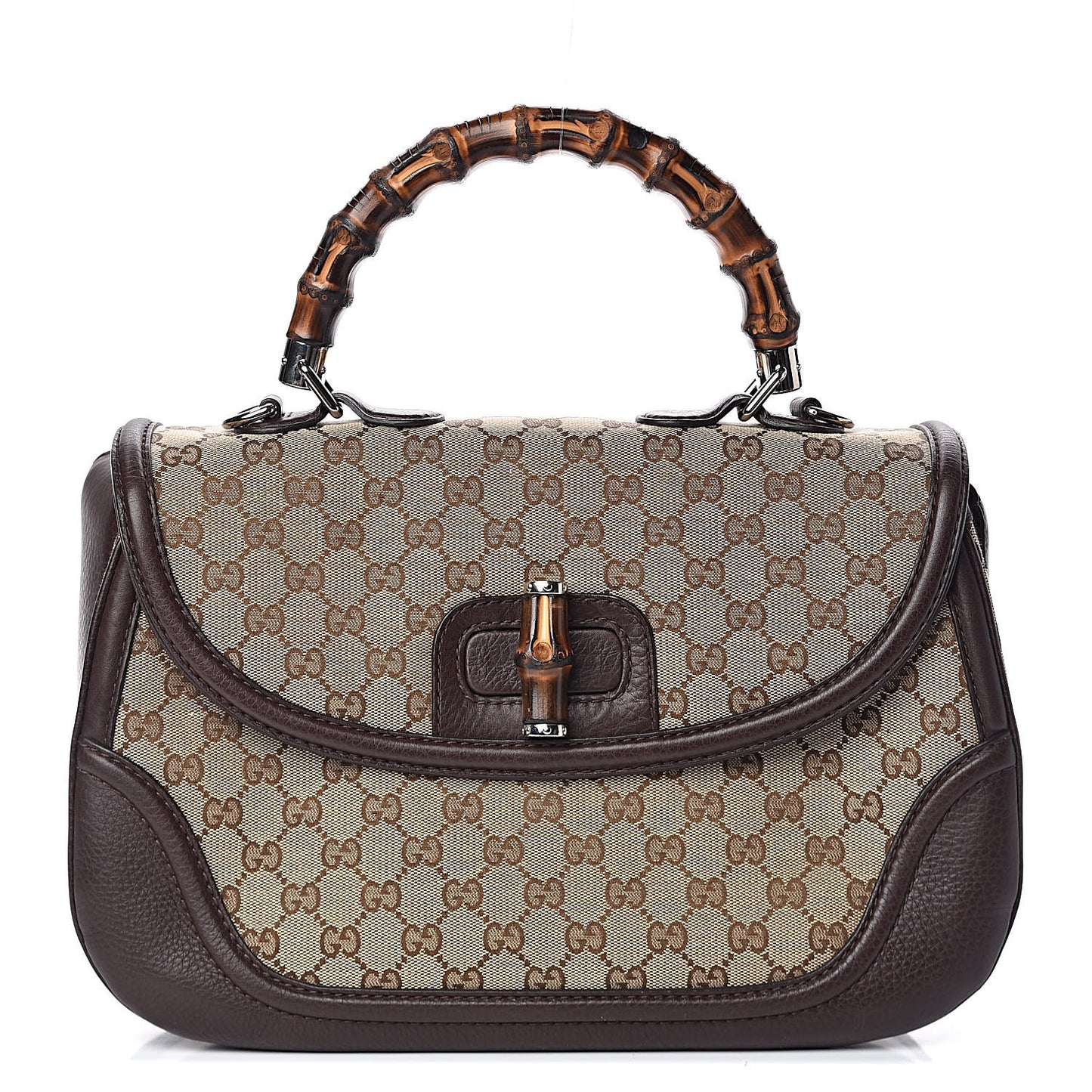 Monogram Large New Bamboo Top Handle Bag Brown