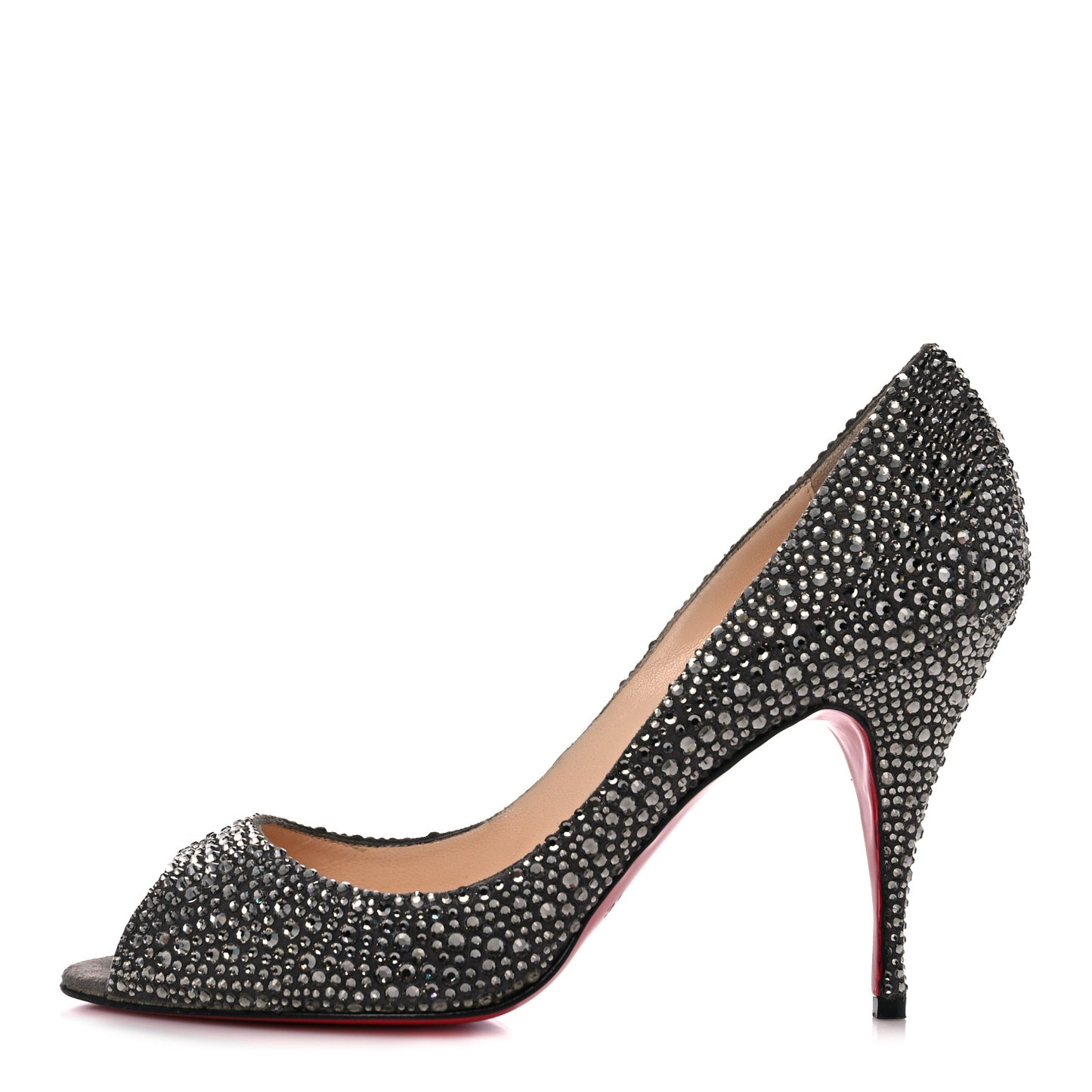 Suede Crystal Sexy Strass Peep Toe Pumps 40 Black Diamond