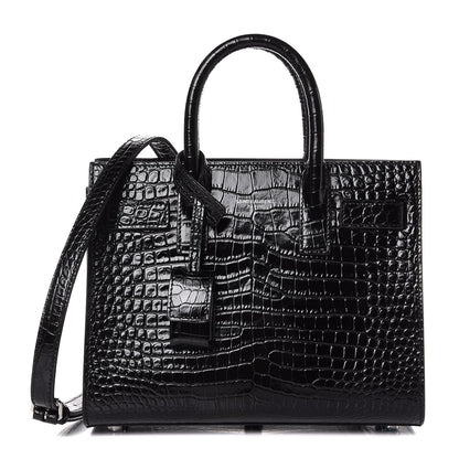 Saint Laurent Calfskin Crocodile Embossed Nano Sac De Jour Black 1 of 7