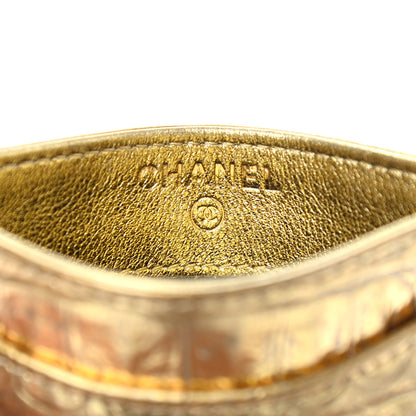 Chanel Metallic Calfskin Crocodile Embossed Cocodile Card Holder Gold 6 of 8